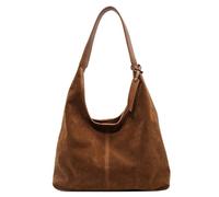 Borsa a tracolla da donna in pelle scamosciata con chiusura magnetica, grande capacità, borsa tote for lavoro e viaggi Per Lo Shopping(Brown)