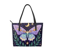 Borsa a tracolla da donna in pelle vegana con farfalla galassia, luna e stella, con manico superiore, grande borsa a tracolla per tutti i giorni, lavoro e viaggi