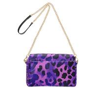 Borsa a tracolla da donna in pelle vegana con leopardo viola e nero, borsa a tracolla impermeabile
