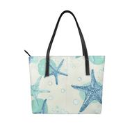 Borsa a tracolla da donna in pelle vegana con stella marina sottomarina oceanica con manico superiore, borsa a tracolla grande per tutti i giorni lavoro viaggi