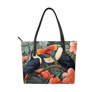 Borsa a tracolla da donna in pelle vegana con tucano della giungla tropicale, borsa a tracolla con pappagallo, grande borsa a tracolla per tutti i giorni, lavoro e viaggi
