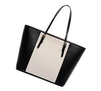 Borsa a tracolla da donna in similpelle, grande capacità, portafogli Satchel con cerniera, viaggi, fine settimana, regali, borse, spalle e avambraccio, Black Match White