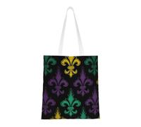 Borsa a tracolla da donna, in tela con stampa 3D Fleur De Lis Mardi Gras, borsa a tracolla con tasche, borsa per la spesa riutilizzabile