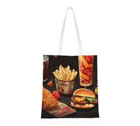 Borsa a tracolla da donna, in tela, con tasche, borsa per la spesa, riutilizzabile, con gambe di pollo