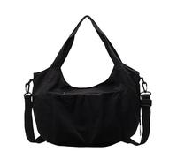 Borsa a tracolla da donna in tela di grande capacità all-match borsa ascellare tinta unita elegante tote borsa shopping vacanza festa borsa a tracolla, Nero , 310.00x140.00x100.00mm/12.2x5.51x3.94inch