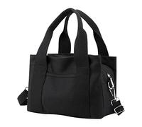 Borsa a tracolla da donna in tela di grande capacità, borsa casual da lavoro, borsa da cabina, Nero , Taglia unica