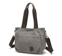Borsa a tracolla da donna in tela, stile giapponese, con tasche, adatta per lavoro e tempo libero, borsa per pendolarismo quotidiano, grigio, One Size
