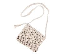 Borsa a tracolla da donna in tessuto a mano per estate spiaggia borsa portafogli borsa a tracolla tessuta a mano per uomo, bianco, taglia unica