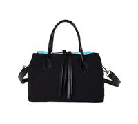 Borsa a tracolla da donna in tessuto con cerniera e ciondolo a nappa, borse sotto le ascelle, borse con manico superiore, per uso quotidiano, ufficio, lavoro, uscite, occasioni sociali, Nero , Medium