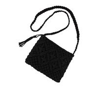 Borsa a tracolla da donna intrecciata a mano, estiva, da spiaggia, pochette intrecciata a mano, piccola borsa a tracolla per uomo, Nero , Taglia unica