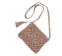 Borsa a tracolla da donna intrecciata a mano, estiva, da spiaggia, pochette intrecciata a mano, piccola borsa a tracolla per uomo, Grigio, Taglia unica