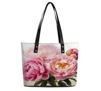 Borsa a tracolla da donna leggera in morbida pelle con cerniera e fiori di peonia