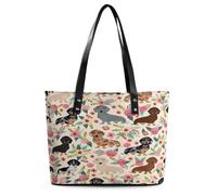 Borsa a tracolla da donna leggera in morbida pelle con motivo bassotto floreale