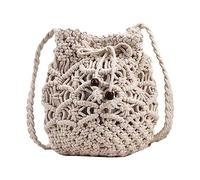 Borsa a tracolla da donna letteraria a spalla singola in cotone tessuto borsa da spiaggia borsa messenger bag 18, bianco, Etichettalia unica