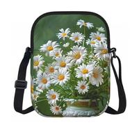 Borsa a tracolla da donna, mini portafoglio con cerniera e tracolla regolabile (formule, forme, teoria, lezione di matematica, parola), Fiori Floreali Margherite, Taglia unica