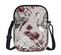 Borsa a tracolla da donna, mini portafoglio con cerniera e tracolla regolabile (formule, forme, teoria, lezione di matematica, parola), Incisione botanica con erbe floreali, Taglia unica