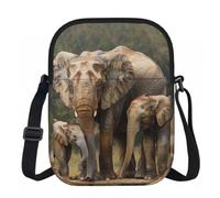 Borsa a tracolla da donna, mini portafoglio con cerniera e tracolla regolabile (formule, forme, teoria, lezione di matematica, parola), Elefante Famiglia 1, Taglia unica