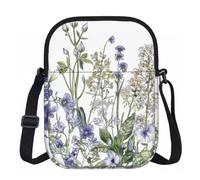 Borsa a tracolla da donna, mini portafoglio con cerniera e tracolla regolabile (formule, forme, teoria, lezione di matematica, parola), Erbe Fiorite E Piante Erbacee, Taglia unica
