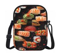 Borsa a tracolla da donna, mini portafoglio con cerniera e tracolla regolabile (Mango), Gamberetti Sushi Giapponesi, Taglia unica