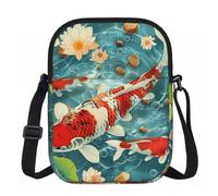 Borsa a tracolla da donna, mini portafoglio con cerniera e tracolla regolabile (Mango), Giapponese Carino Koi Pesci, Taglia unica