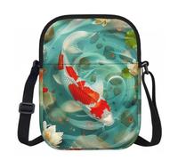 Borsa a tracolla da donna, mini portafoglio con cerniera e tracolla regolabile (Mango), Giapponese Pretty Koi Pesce, Taglia unica