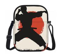 Borsa a tracolla da donna, mini portafoglio con cerniera e tracolla regolabile (Mango), Stampa Karate Uomini, Taglia unica