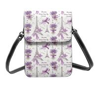 Borsa a tracolla da donna, piccola borsa a tracolla con stampa viola con fiocco color lavanda