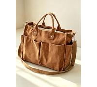 Borsa a tracolla da donna, spessa, multi-tasche, casual, in velluto a coste, per pendolari letterari