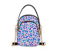 Borsa a tracolla da donna trapuntata borsa per telefono borsa a catena borsa colorata con cerniera a tracolla tote blu leopardo pois rosa