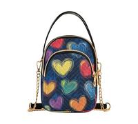 Borsa a tracolla da donna trapuntata con cuori colorati per San Valentino borsa a catena borsa con cerniera carina designer bombetta tote
