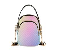 Borsa a tracolla da donna, trapuntata, con tracolla a catena, motivo floreale, colore arcobaleno pastello