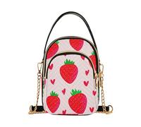 Borsa a tracolla da donna trapuntata con tracolla a catena portafoglio borsa per telefono chic cerniera designer bombetta tote rosso fragole cuori rosa