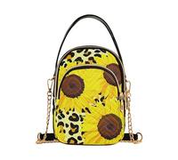 Borsa a tracolla da donna trapuntata con tracolla a catena portafoglio borsa per telefono con stampa designer frizione da donna con cerniera tote girasoli luminosi leopardo nero