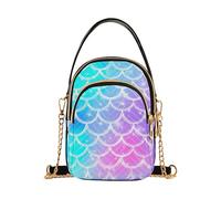 Borsa a tracolla da donna trapuntata per cellulare, con tracolla e tracolla carina, colore foglia di tè, viola, rosa, sirena