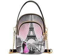 Borsa a tracolla da donna trapuntata per cellulare, portafoglio a catena, con cerniera, borsa a tracolla vintage per San Valentino, nera, 15 x 8 x 21 cm