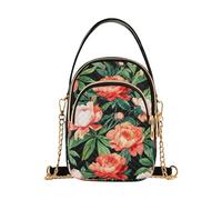 Borsa a tracolla da donna trapuntata portafoglio per telefono con catena borsa carina cerniera signora bombetta borsa vintage rosso floreale elegante fiori