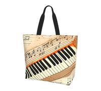 Borsa a tracolla da donna vintage con tastiera di pianoforte, borsa a tracolla retrò con note musicali, borsa per la spesa, impermeabile, grande borsa con tasca interna per lavoro, viaggi, scuola