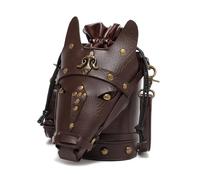 Borsa a tracolla da donna vintage in pelle PU medievale a forma di testa di cavallo, borsa a secchiello con coulisse per festival e feste