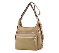 Borsa a tracolla da donna zaino da donna impermeabile in nylon tote borsa convertibile zaino multifunzionale, cachi, L