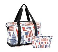 Borsa a tracolla da palestra con statua della libertà romantica Borsa da notte da viaggio con borsa per cosmetici per yoga di grande capacità, statua romantica della libertà, 1 taglia, Romantica