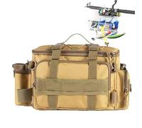 Borsa a tracolla da pesca, borsa per da pesca, borsa da pesca per esterni, borsa organizer da pesca con più strati per ganci, perline, canne da pesca, pesi, esche, giallo, vedi descrizione,