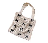 Borsa a tracolla da spiaggia con fiocchi alla con borse sotto le ascelle capacità lavorate a maglia a rete cava Borsa da festa per un look elegante Borsa con fiocchi eleganti