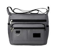 Borsa a tracolla da uomo - 22,9 cm, borsa a tracolla da uomo, borsa a tracolla da viaggio, casual messenger | materiale poliestere, design spazioso, ombrello e organizer, grigio, Fare riferimento alla