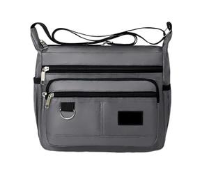 Borsa a tracolla da uomo - 22,9 cm, borsa a tracolla da uomo, borsa a tracolla da viaggio, casual messenger | materiale poliestere, design spazioso, ombrello e organizer, grigio, Fare riferimento alla