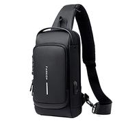 Borsa a tracolla da uomo borsa a tracolla impermeabile antifurto borsa a tracolla con porta di ricarica USB leggera con blocco password nero