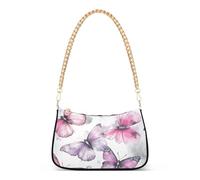 Borsa a tracolla da uomo con catena alla moda a forma di farfalla con pittura a inchiostro rosa viola per le signore
