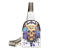 Borsa a tracolla da uomo multiuso con teschio e rose blu alla moda per escursioni, teschio arte rose blu spinose, 1 taglia, Skull Art Rose Blu Spinoso, 1 size