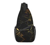 Borsa a Tracolla da Uomo Zaino a Spalla Antifurto, Borse sul Petto Divertenti e Resistenti Compatibile con l'elegante Struttura in Marmo Nero Oro per Pesca Ciclismo Escursionismo