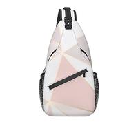 Borsa a tracolla da uomo Zaino a tracolla antifurto, Borse sul petto divertenti e resistenti compatibili con il motivo geometrico a specchio in oro rosa per la pesca, il ciclismo, l'escursionismo