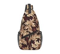 Borsa a tracolla da uomo, zaino da trekking, corsa sportiva, borsa da petto da uomo, borsa a tracolla con motivo a foglia grande